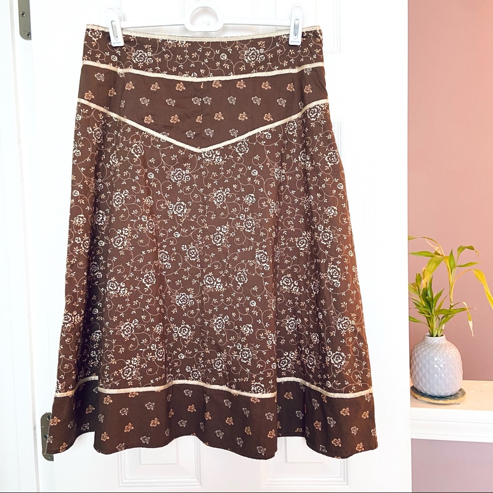 NY & Co a-line cotton skirt, floral boho print